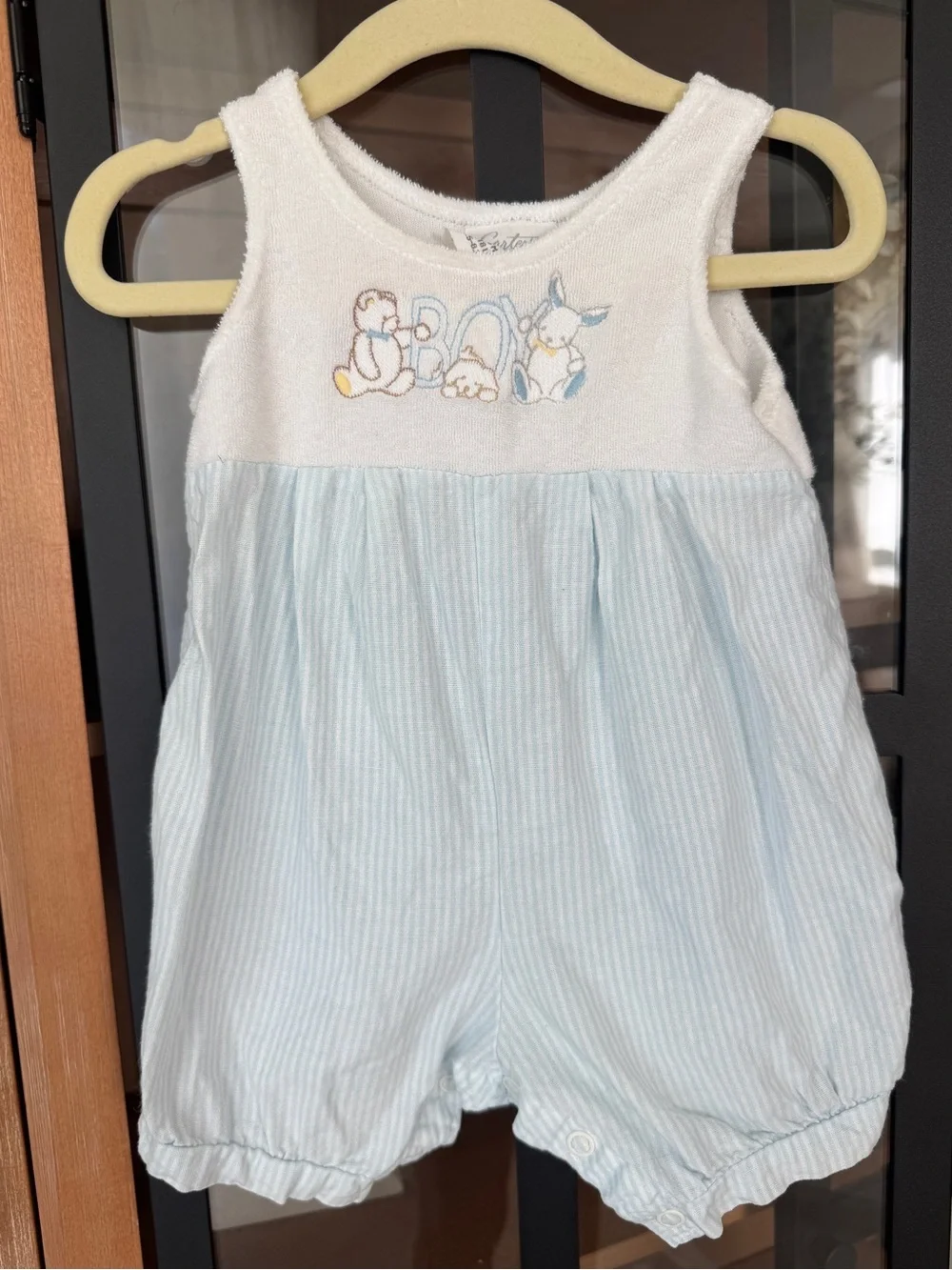 Vintage 90s Carter’s baby boy embroidered bubble romper terry teddy bear onesie
